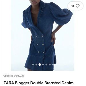 Zara Blogger Fav! Denim dress NWT Super Cute